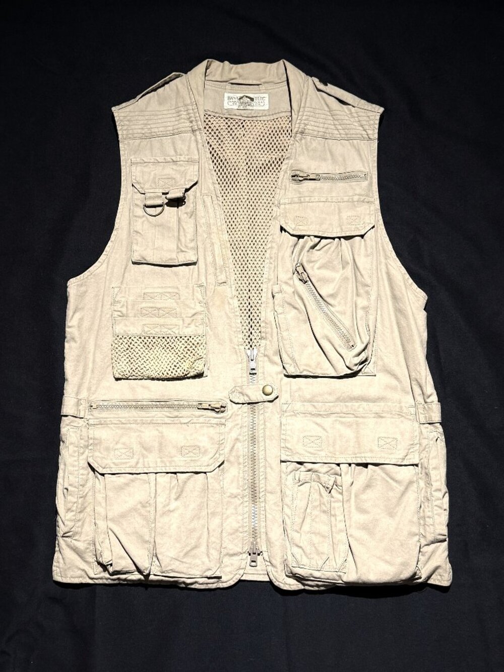 Banana Republic VINTAGE 80s Mens Safari Photojournalist Vest Small Khaki Cotton